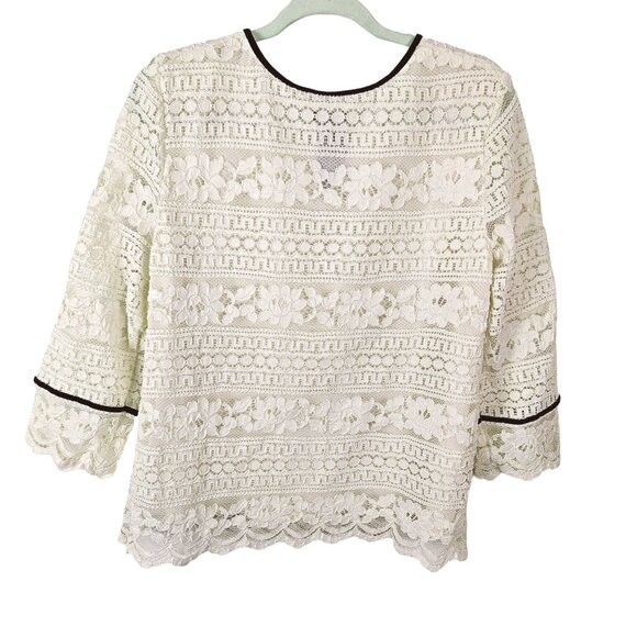 Talbots Womens Size Large Cream Lace Boho Blouse Lined Elegant Classy, Chic - Picture 3 of 12
